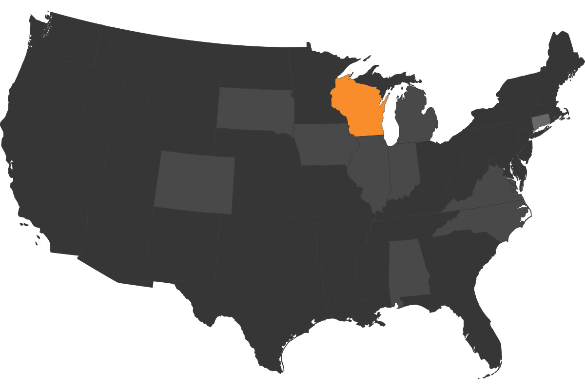 US Map with Wisconsin highlighted